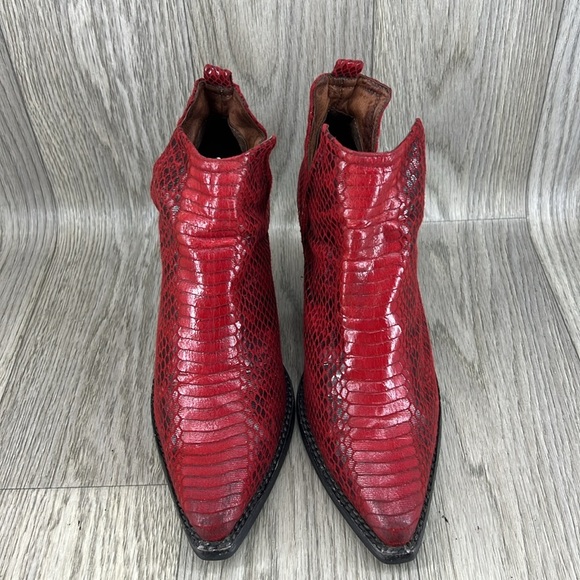 Free People X Jeffrey Campbell Matternhorn Western Red Snakeskin Boots - Picture 2 of 11